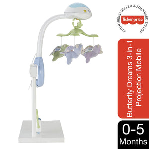 Fisher-Price Butterfly Dreams 3-in-1 Projection Mobile, Light Projector Cot Mobile
