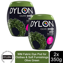 Load image into Gallery viewer, DYLON Washing Machine Fabric Dye Pod, Olive Green, 2 Packs of 350g