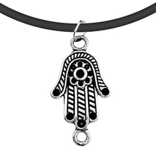 Load image into Gallery viewer, Black Leather Cord Tibetan Silver Charm Choker Pendant with Chain, Hand