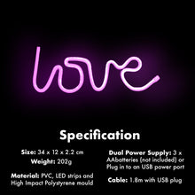 Load image into Gallery viewer, Aquarius Neon Love Shape Colorful LED Night light For Art Decorative Room