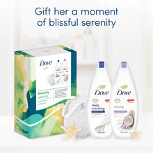 Load image into Gallery viewer, Dove Blissfully Relaxing Body Wash 2pcs Gift Set For Her with Shower Puff