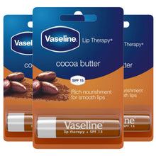 Load image into Gallery viewer, 3x4g Vaseline Lip Therapy+SPF15 PetroleumJelly Stick - Aloe/Original/Cocoa/Rosy