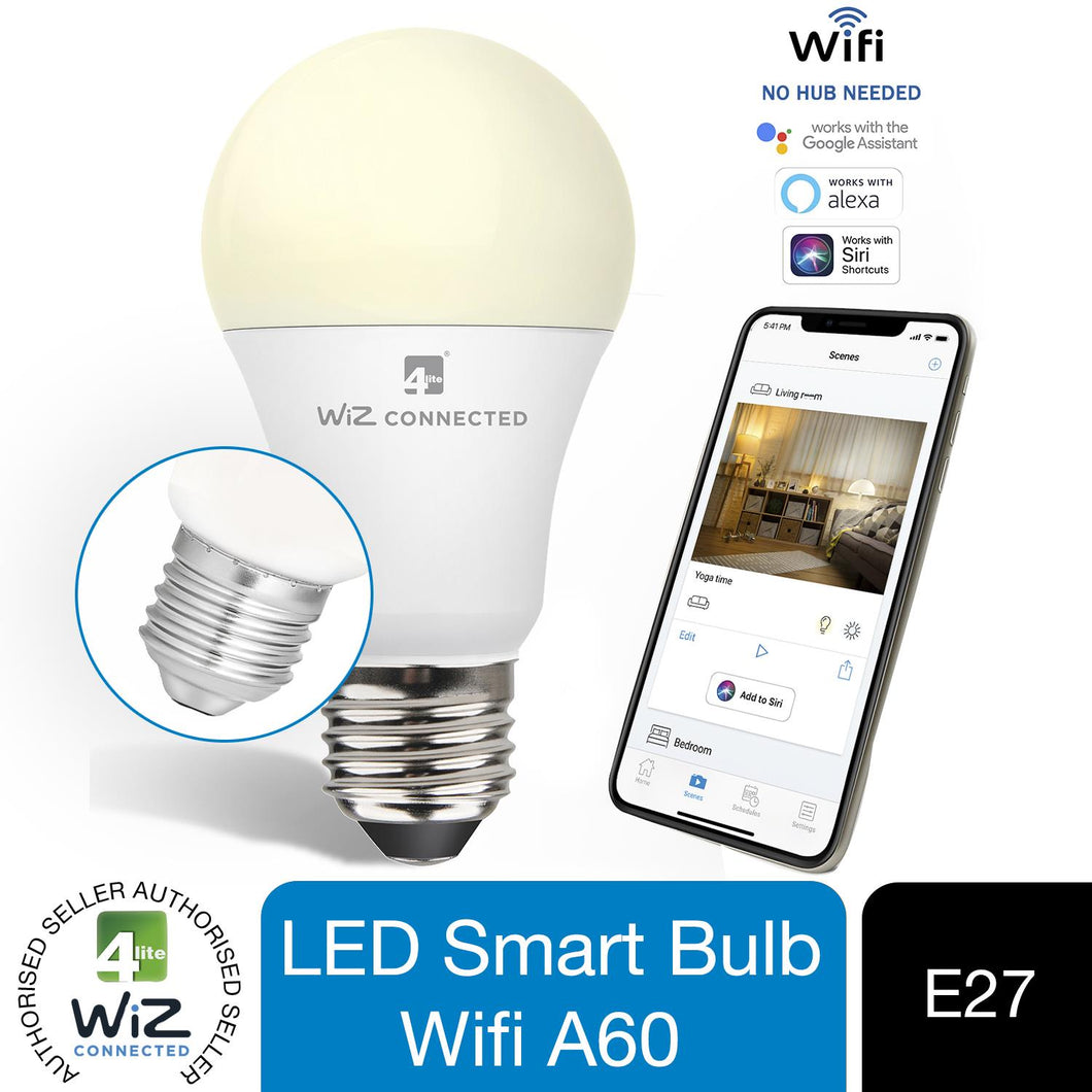 WiZ LED A60 Smart Bulb Wifi ES (E27) Warm White & Dimmable