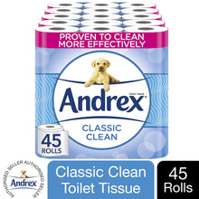 Load image into Gallery viewer, Andrex Toilet Roll Classic Clean Fragrance-Free 2 Ply Toilet Paper, 45 Rolls