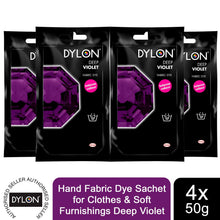 Load image into Gallery viewer, DYLON Hand Fabric Dye Sachet, Deep Violet, 4 Packs of 50g
