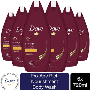 6pk of 720ml Dove Pro Age 0% Sulfate SLES Skin Moisturiser Body Wash