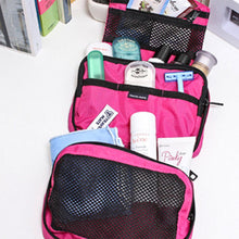 Load image into Gallery viewer, Travel Mate Water-resistant Portable Cosmetic Makeup Hanging Bag - Hot Pink