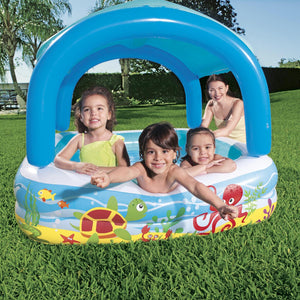 Bestway 140 x 140 x 114 cm Canopy Inflatable Ocean Design Kids Paddling Pool,1pk