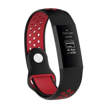 Load image into Gallery viewer, Aquarius Fitbit Charge 3 Silicone Replacement WatchStrap Band - Small, Black/Red