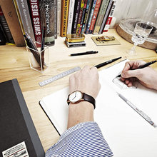 Load image into Gallery viewer, Rotring 800 Ballpoint Pen Medium Point Blue Ink Silver Barrel Refillable