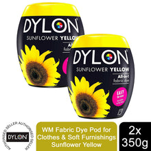 Load image into Gallery viewer, DYLON Washing Machine Fabric Dye Pod, Sunflower Yellow, 2 Packs of 350g