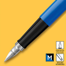 Load image into Gallery viewer, Parker Jotter Fountain Pen Originals Blue Finish Medium Nib Blue &amp; Black Ink