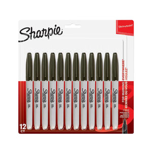 Sharpie Permanent Marker Pens Fine Point Black Pack of 12 For School