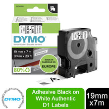Load image into Gallery viewer, DYMO Labels Self Adhesive D1 19mm x 7mm Black Print on White Tape Authentic