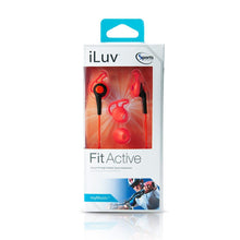 Load image into Gallery viewer, iLuv FitActive High-Fidelity Sports Earphones Red, 1 Pack
