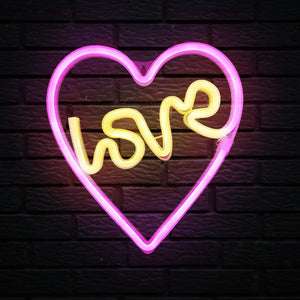 Aquarius Neon Love Heart Shape Colorful LED Night light For Art Decorative Room