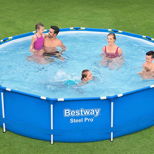 Bestway Round Steel Pro Blue or Steel Pro MAX Stone Wall Pool with Filter Pump