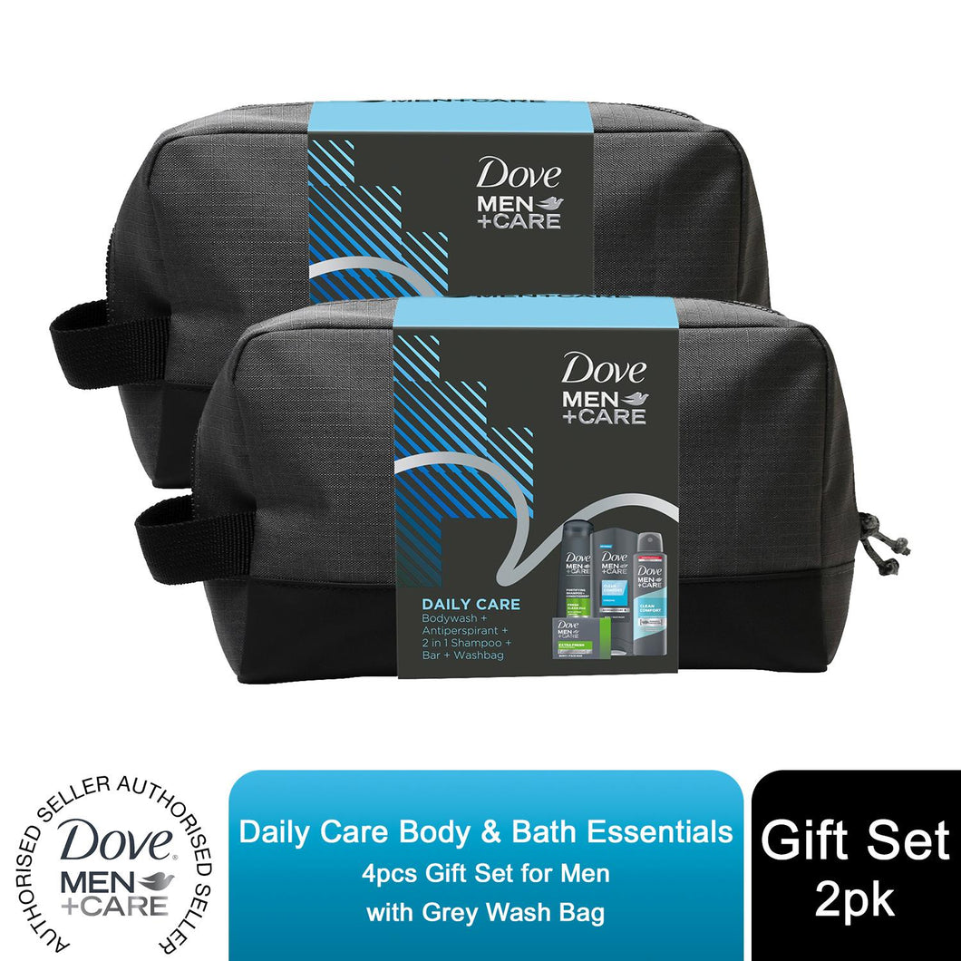 Dove Men Daily Care Body & Bath Essentials 4pcs Gift Set For Men with Wash Bag