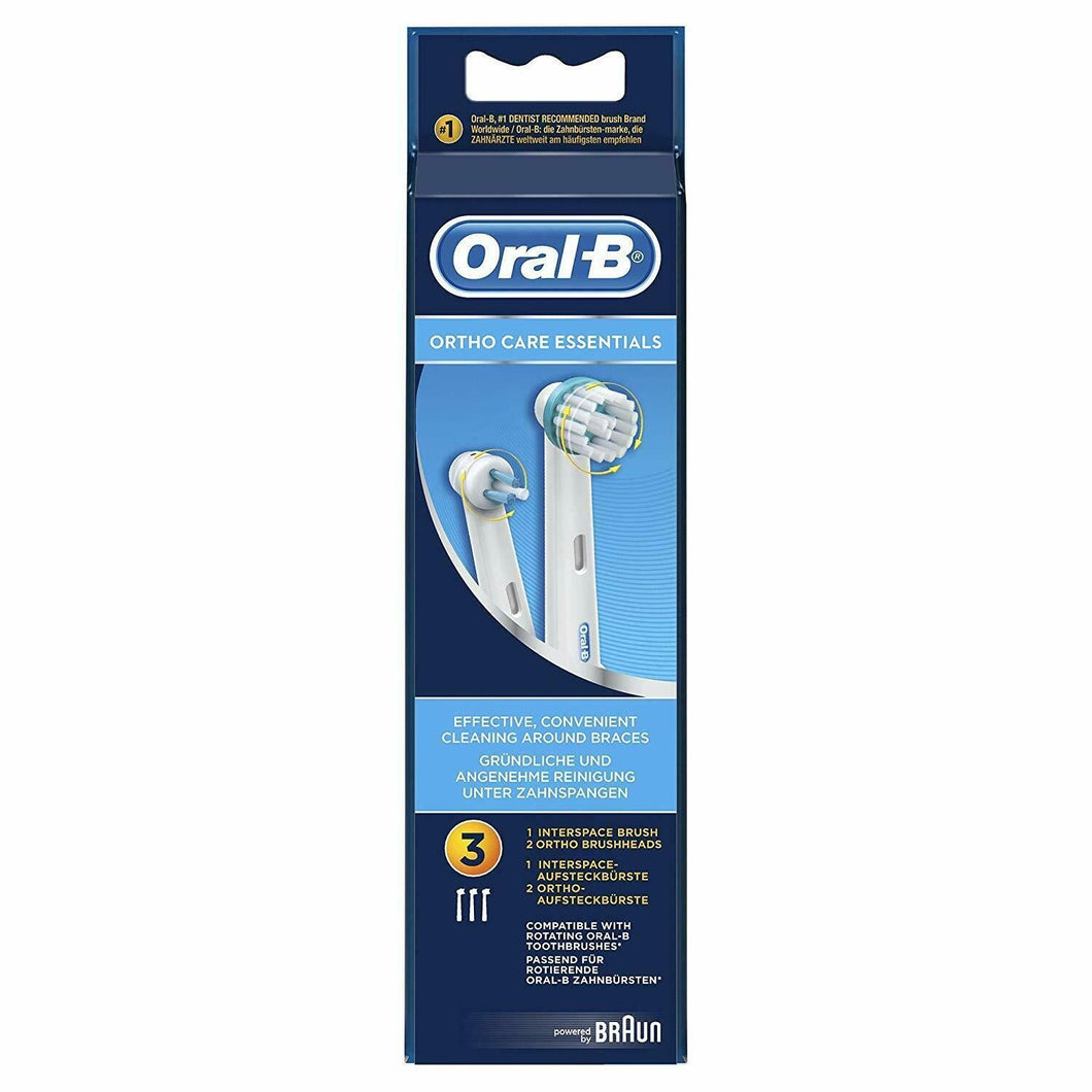 Oral-B Ortho Care Essentials Replacement Toothbrush Heads for Braces, Count 3