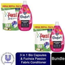 Load image into Gallery viewer, Laundry Bundle 2x50W Persil Bio Capsules &amp; 2x58W Comfort Fabric Conditioner