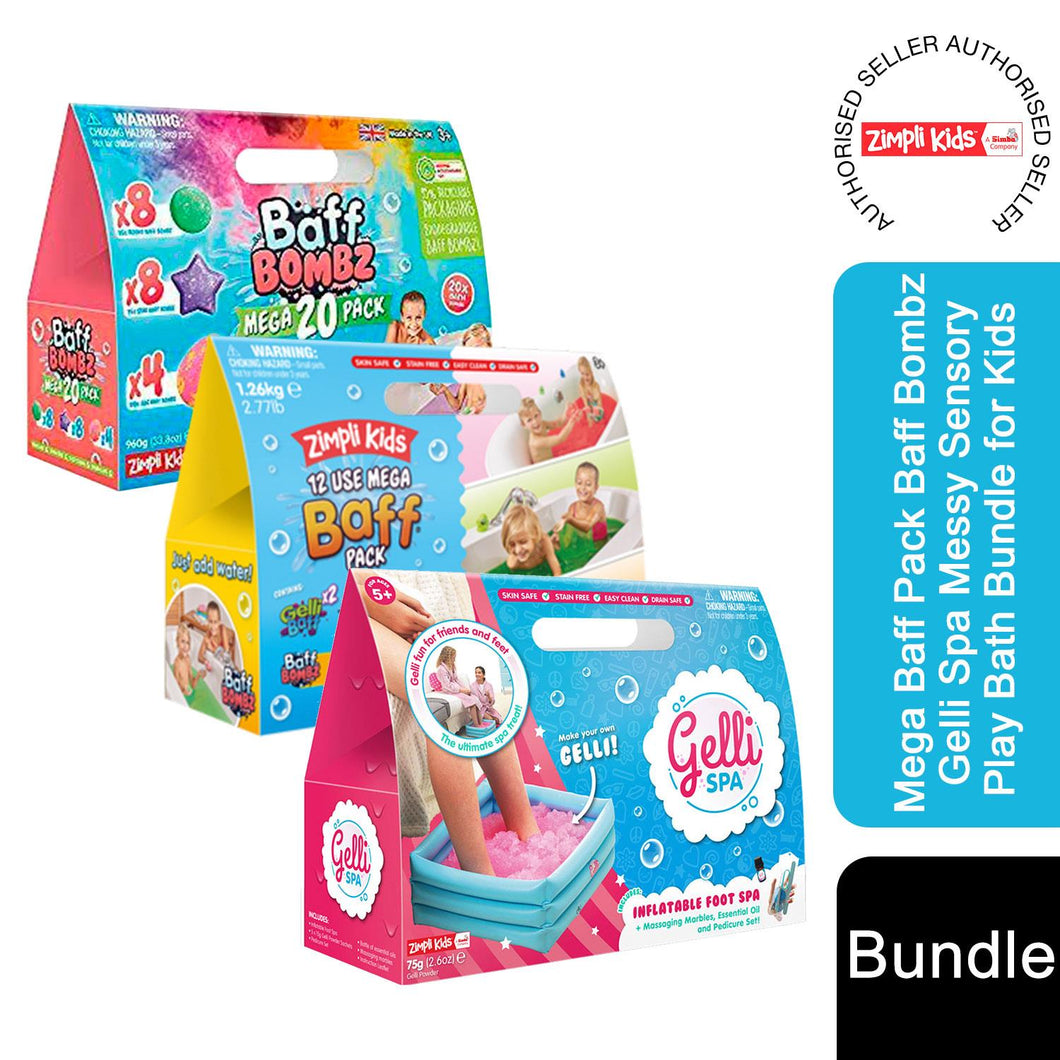 Mega Baff Pack Baff Bombz Gelli Spa Messy Sensory Play Bath Bundle for Kids