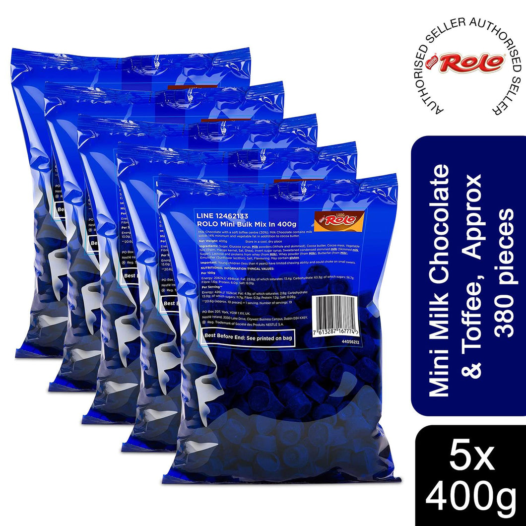 Nestle Rolo Mini Milk Chocolate & Toffee 400g, Approx 380 pieces, 5 Pack