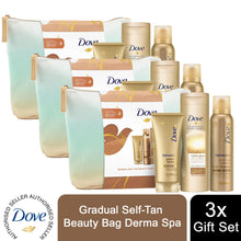 Load image into Gallery viewer, Dove Gradual Self-Tan Beauty Bag Derma Spa 3pcs Gift Set For Her with Beauty Bag