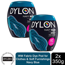 Load image into Gallery viewer, DYLON Washing Machine Fabric Dye Pod, Navy Blue, 2 Packs of 350g