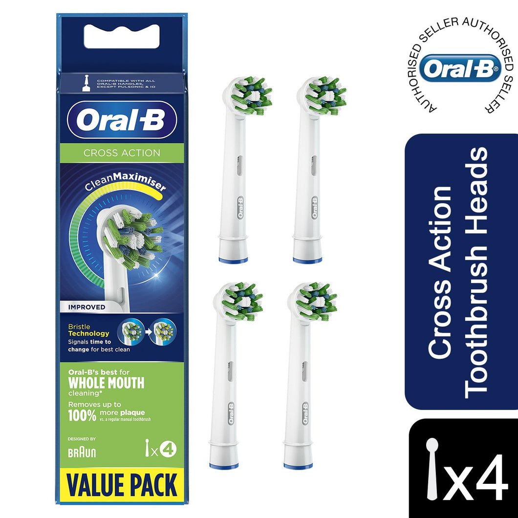 4xOral-B FlossAction, CrossAction, 3D White or Sensi Clean Toothbrush RefillHead