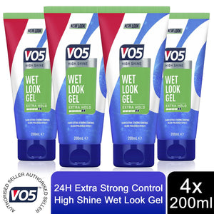 VO5 24HR Steady Control Wet Look Styling Gel 200ml Pack of 4