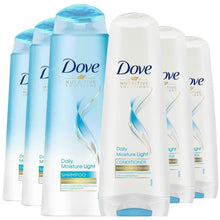 Load image into Gallery viewer, Dove Daily Moisture Light 3x Shampoo, 400ml &amp; 3x Conditioner 350ml For Fine Hair
