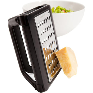 Quirky Stainless Steel Grip Collapsible Kitchen Grater with Interchangeable Plates, Black