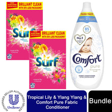 Load image into Gallery viewer, 90W(45wx2)Surf Tropical Lily Washing Powder &amp; 85WComfort Pure Fabric Conditioner