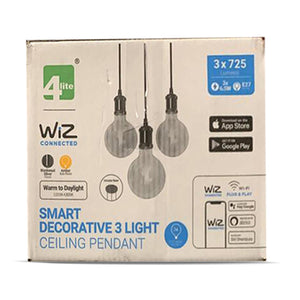 WiZ WiFi SMART LED 3way Plate or 3way Bar Pendant with G125 Amber Vintage Lamps