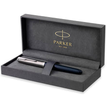 Load image into Gallery viewer, Parker 51 Fountain Pen Midnight Blue Barrel Medium Nib Black Ink Gift Box