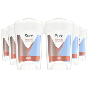 6x 45ml Sure Women 96 H Anti-Perspirant Deodrant Cream For Maximum Protection