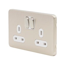Load image into Gallery viewer, Schneider Electric Lisse Screwless Double Socket 13A GGBL3020WSS Stainless Steel