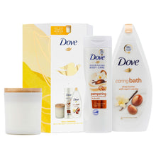 Load image into Gallery viewer, Dove Nourishing Pampering Rituals Bath &amp; Body Gift Sets with Candle for Women , 4pk