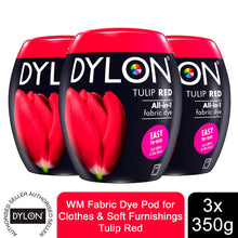 Load image into Gallery viewer, DYLON Washing Machine Fabric Dye Pod, Tulip Red, 3 Packs of 350g