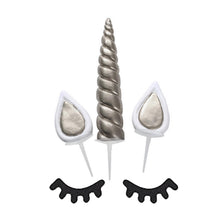 Load image into Gallery viewer, Haven Large Unicorn Cake Decoration  With 1 horn, 2 ears and 2 eyelashes., Silver