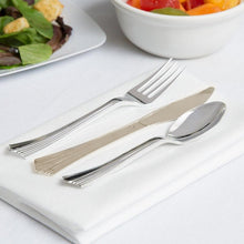 Load image into Gallery viewer, Disposable Plastic Knife/Fork/Spoon, White Napkins, Cutlery Set, 15Pcs