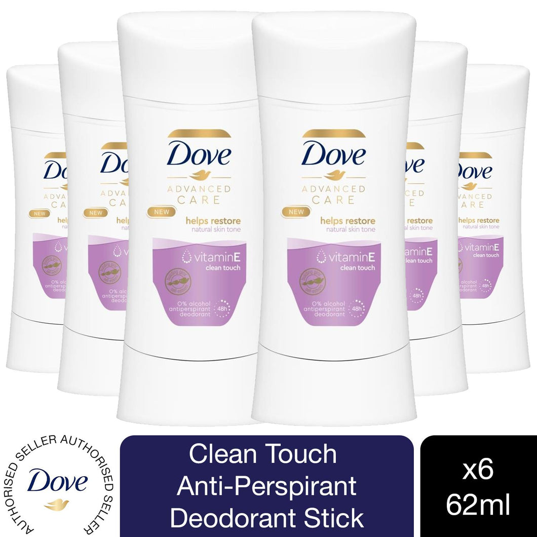 6pk 62ml Dove Clean Touch Antiperspirant Deodorant Stick, Violet & Jasmine Scent