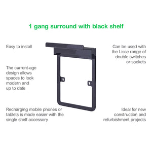 Schneider Electric Lisse Screwless Socket Surround + Holder GGBLSHF1GBS Black