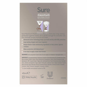 6x 45ml Sure Women 96 H Anti-Perspirant Deodrant Cream For Maximum Protection