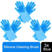Load image into Gallery viewer, 2 in1 Blue Silicone Cleaning Household, Kitchen &amp; Pet Care Gloves with Scrubber