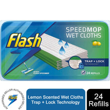 Load image into Gallery viewer, Flash Speedmop Lemon Scented Wet Cloths Trap+Lock Technology, 24 Refills