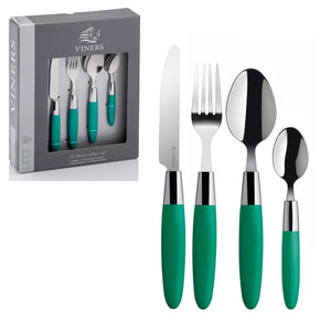 Viners Accent 16 Piece  Stainless Steel Cutlery Set, Green