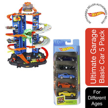 Load image into Gallery viewer, Hot Wheels T-Rex Ultimate Garage with 2 Cars &amp; PK5 Diecast &amp; Toy Cars (Assorted)