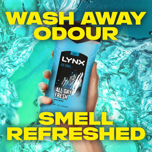 3pk of 225ml Lynx 3-in-1 Ice Chill All Day Fresh with Icy Menthol Body wash