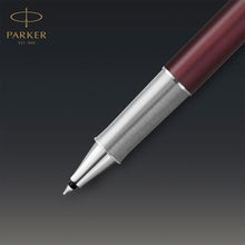 Load image into Gallery viewer, Parker Sonnet Rollerball Pen Metal Red Satin Chrome Trim Fine Black Ink Gift Box